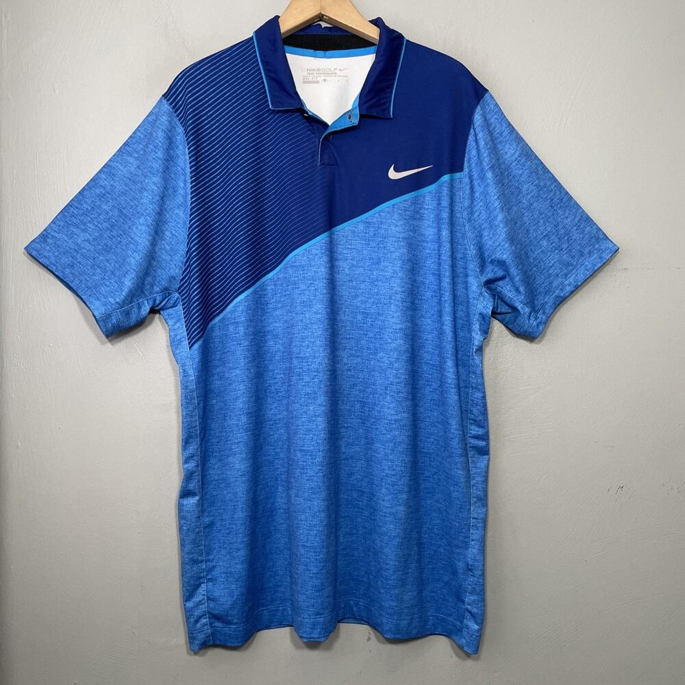 Nike Golf Polo Shirt Mens Size Large Blue Navy Dri Fit Tour Performance Preppy